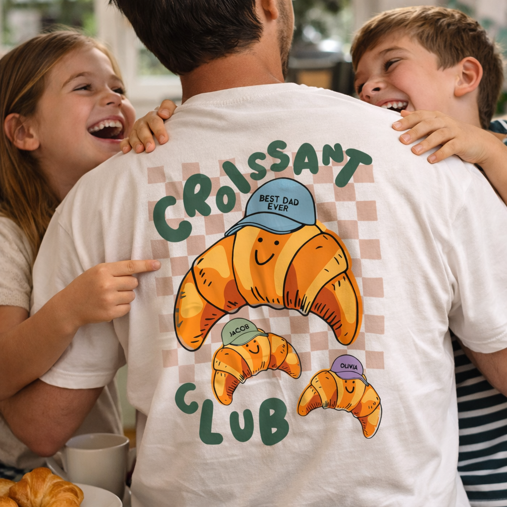 Personalised Dad's Croissant Club Graphic T Shirt