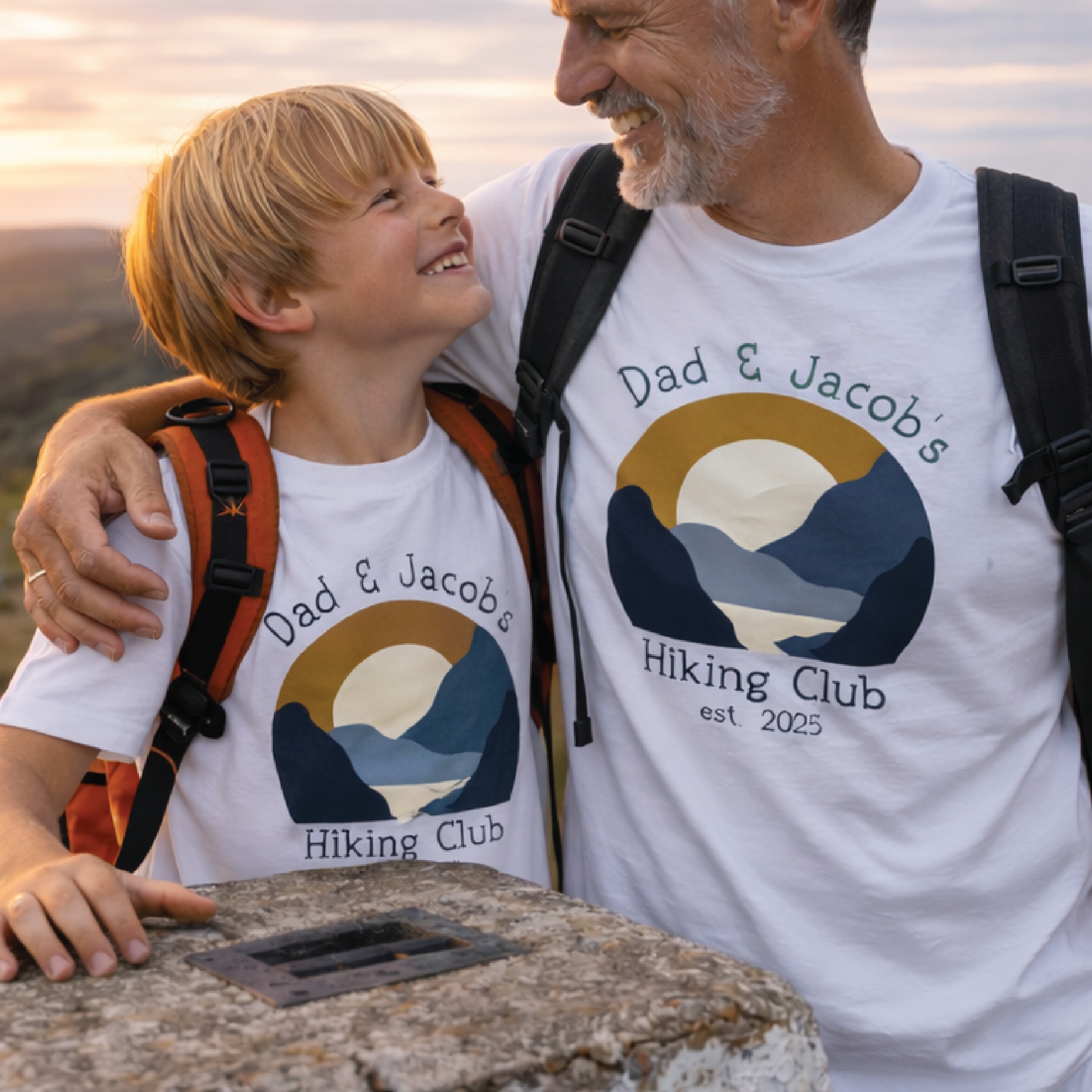 Personalised Daddy And Me Hiking Club T Shirt