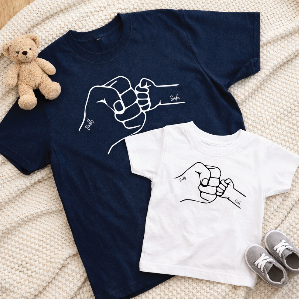 Personalised Daddy And Me Fist Bump T Shirts