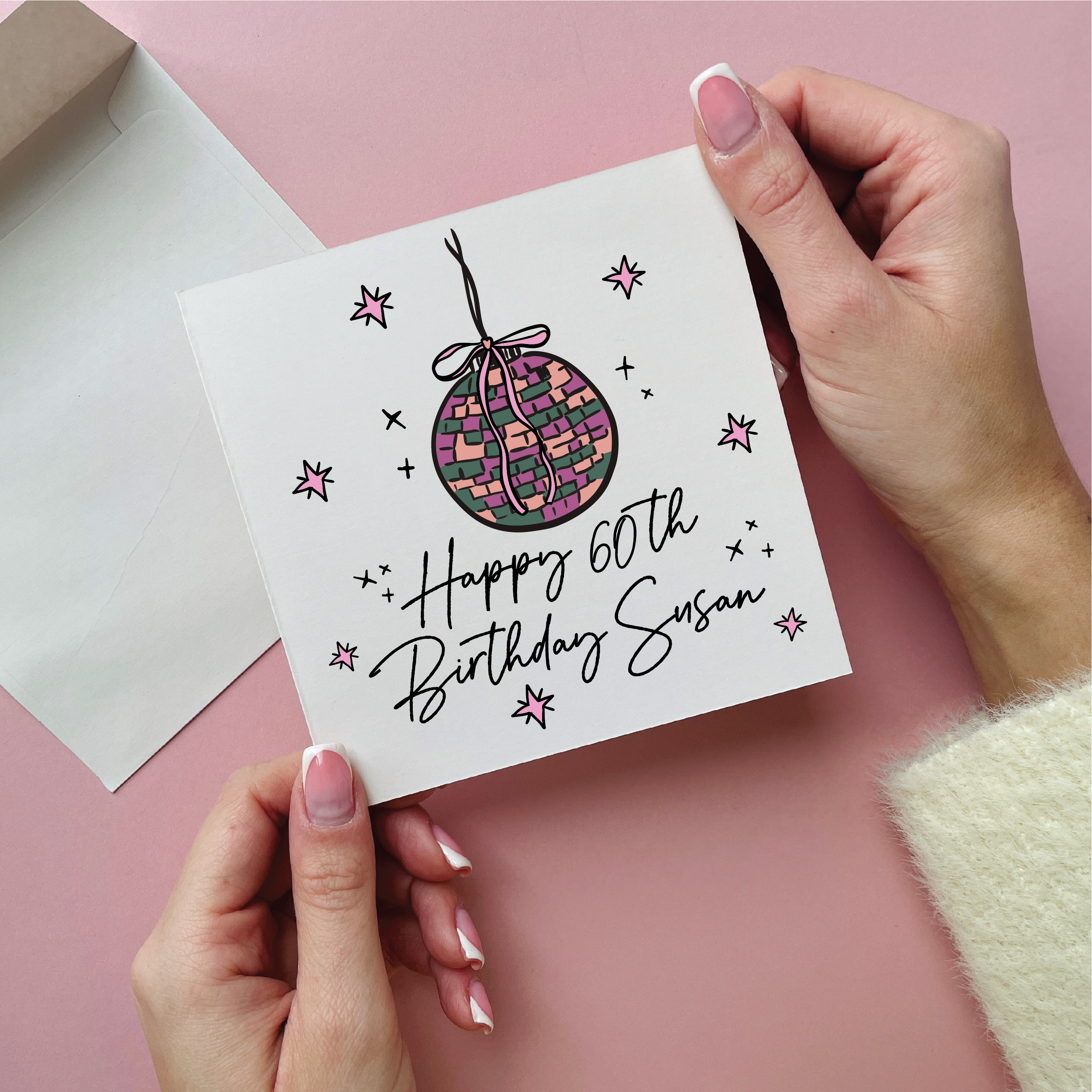 Pink Disco Ball 60th Birthday Card