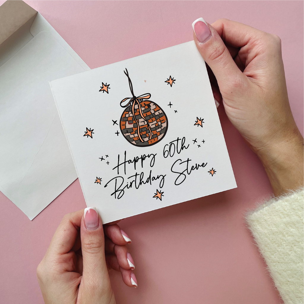 Orange Disco Ball 60th Birthday Card
