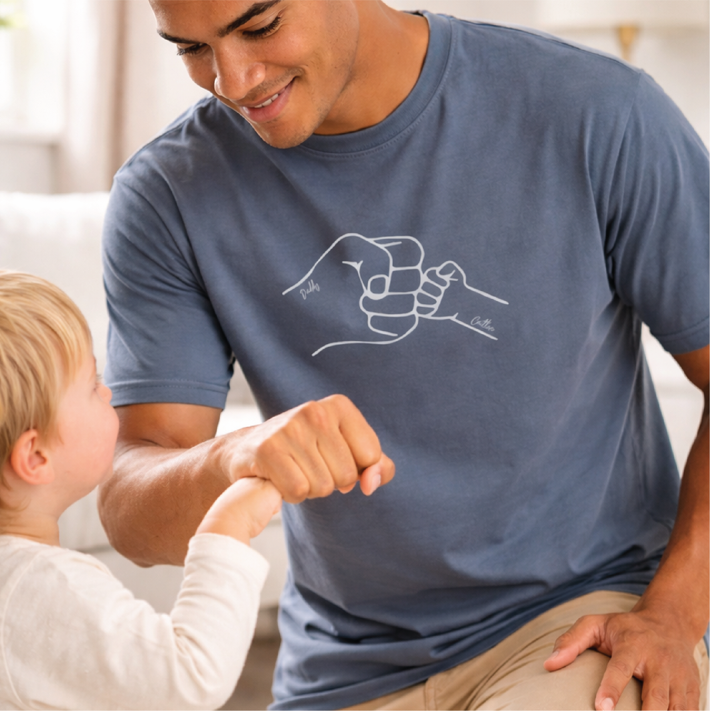 Personalised Daddy And Child Fist Bump T Shirt