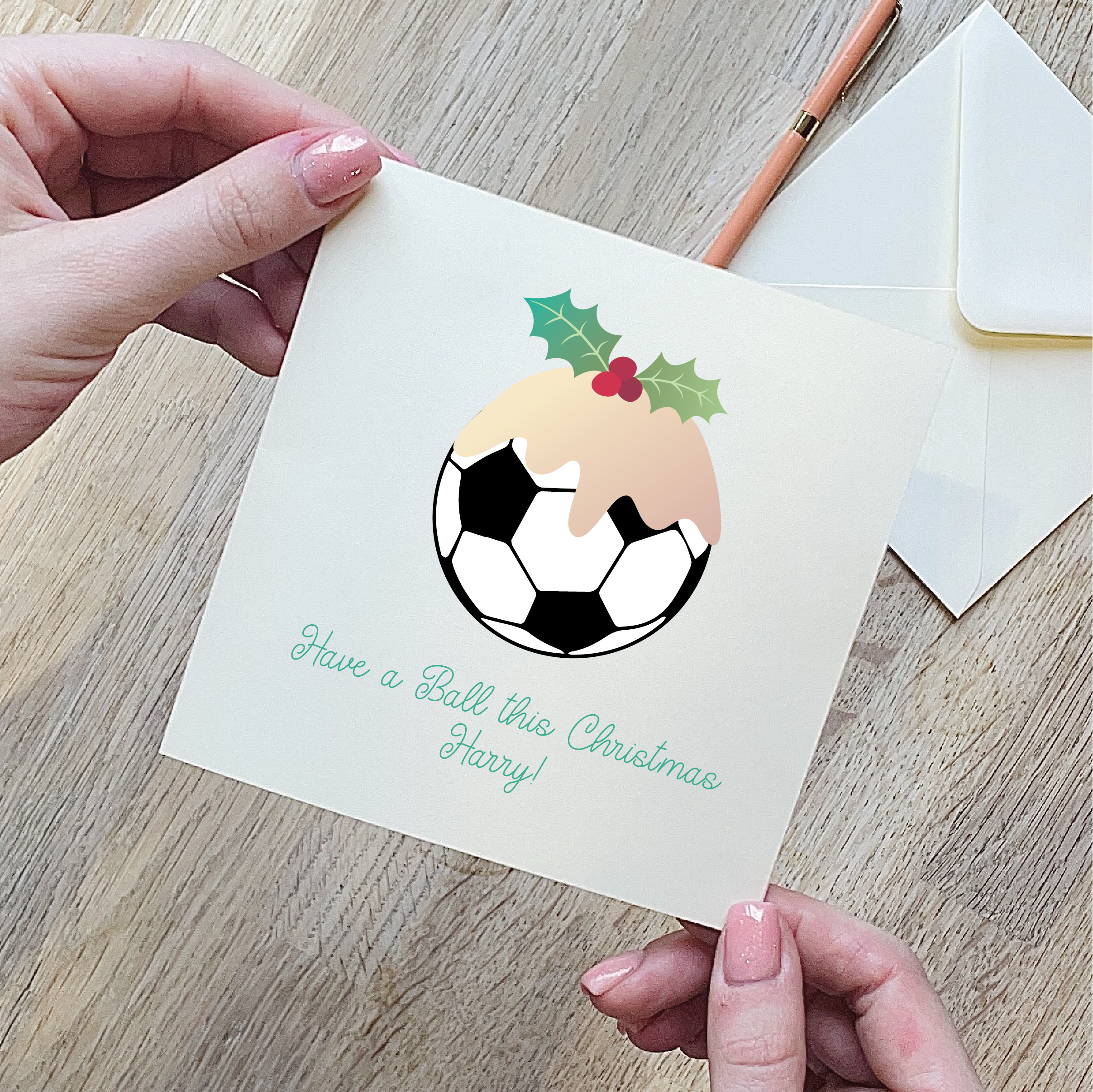 Football Christmas Pudding Christmas Card