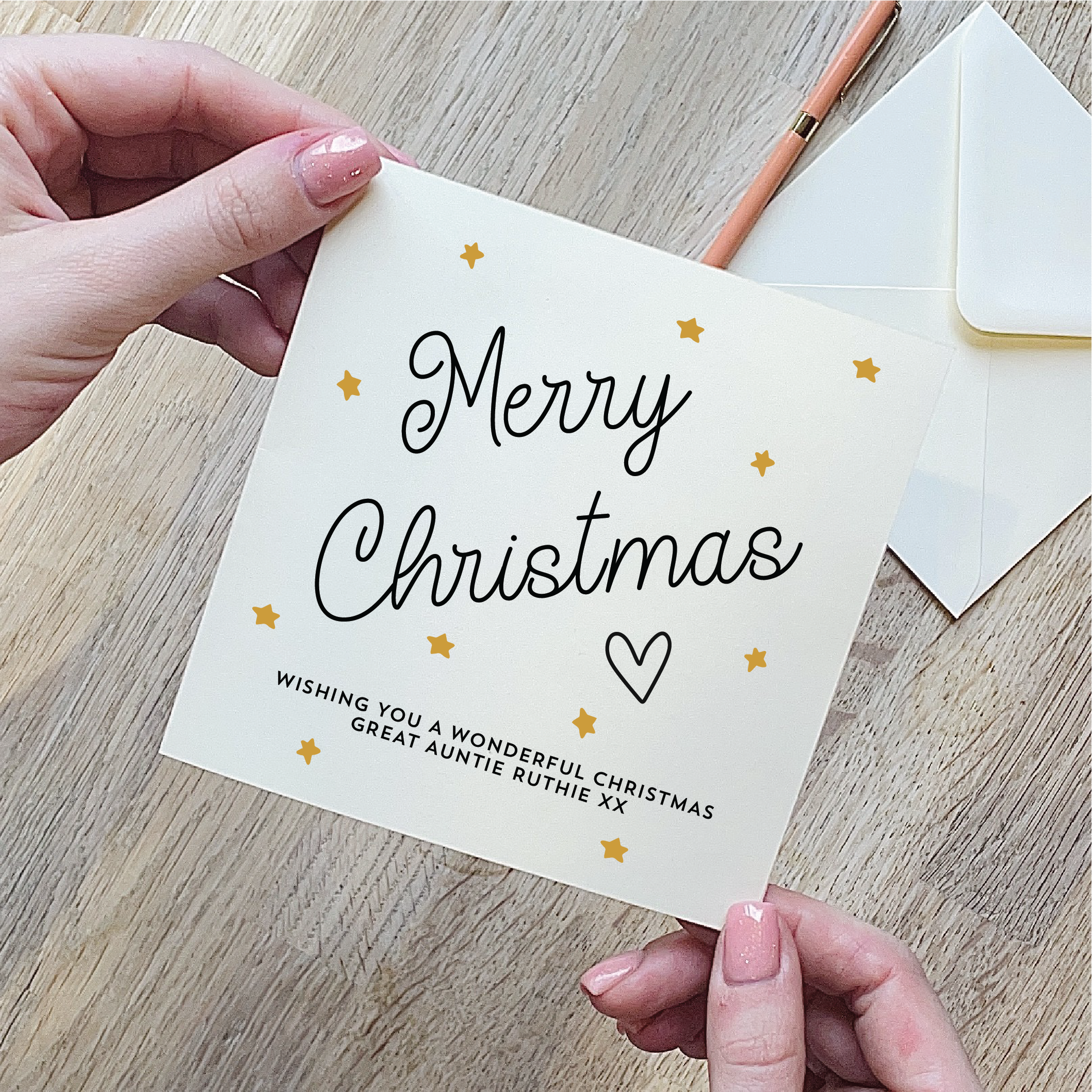 Personalised Gold Stars Merry Christmas Card