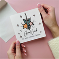 Blue Hanging Stars Good Luck In Your Exams Card
