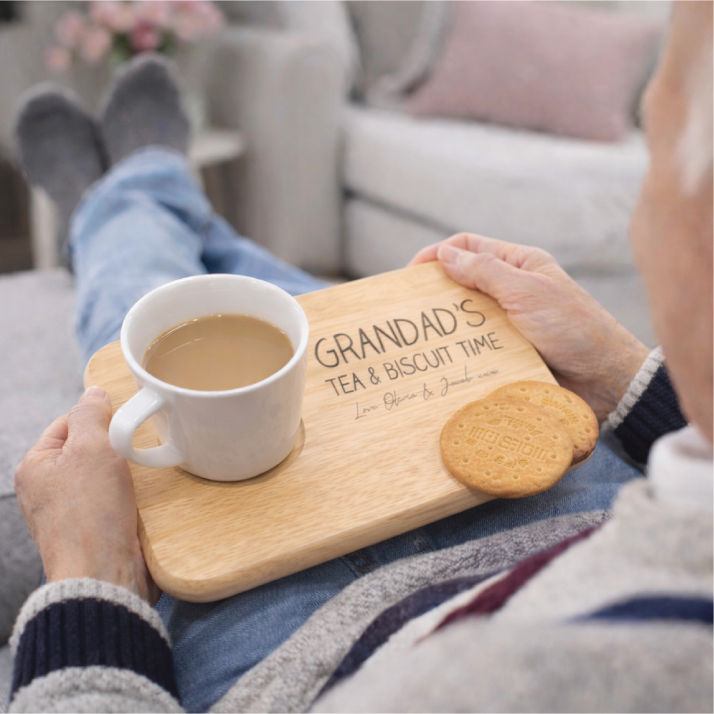 Personalised Tea And Biscuit Time Wooden Board Coaster