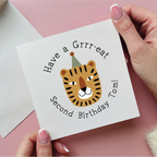 Personalised Tiger Second Birthday Card