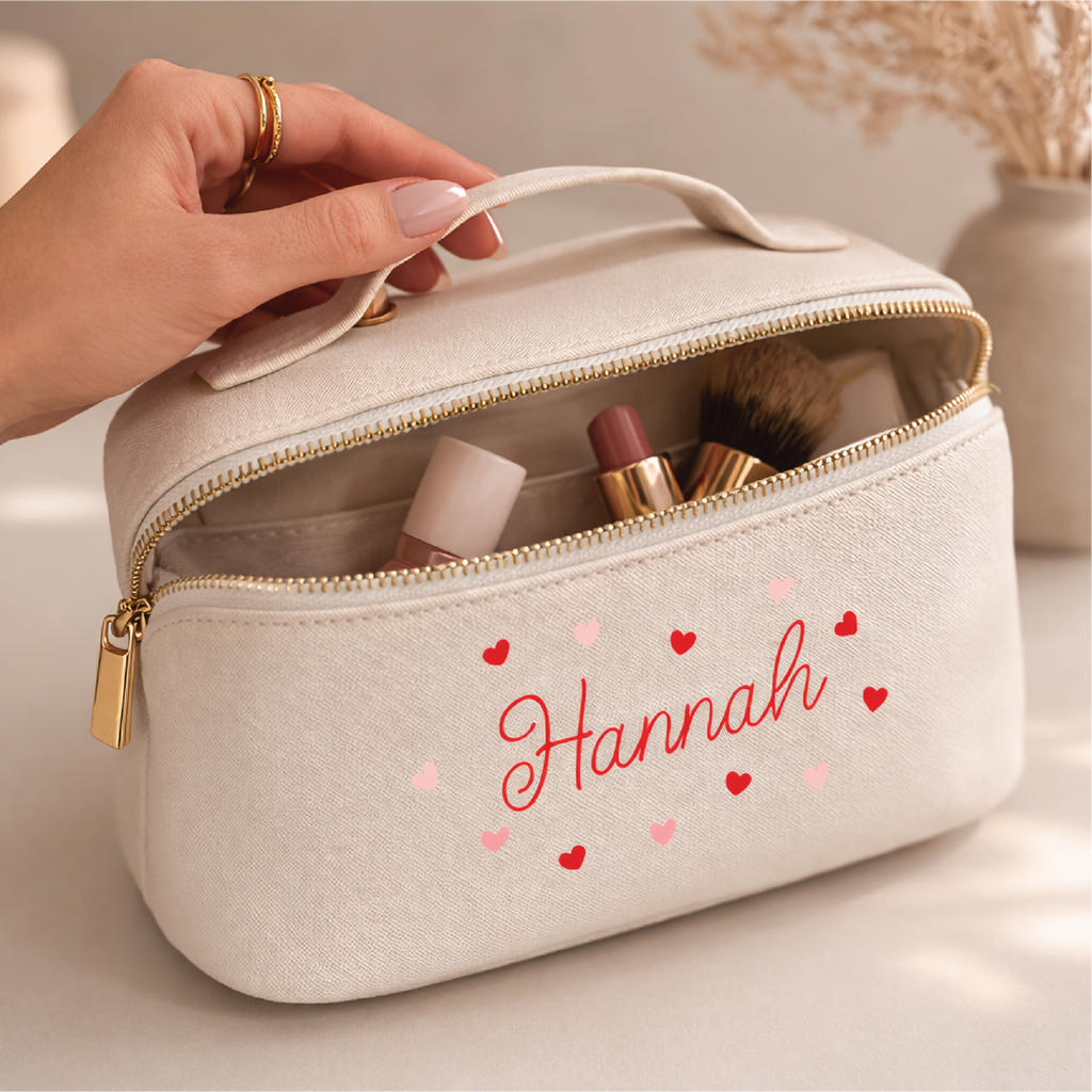 Personalised Heart Open Flat Washbag