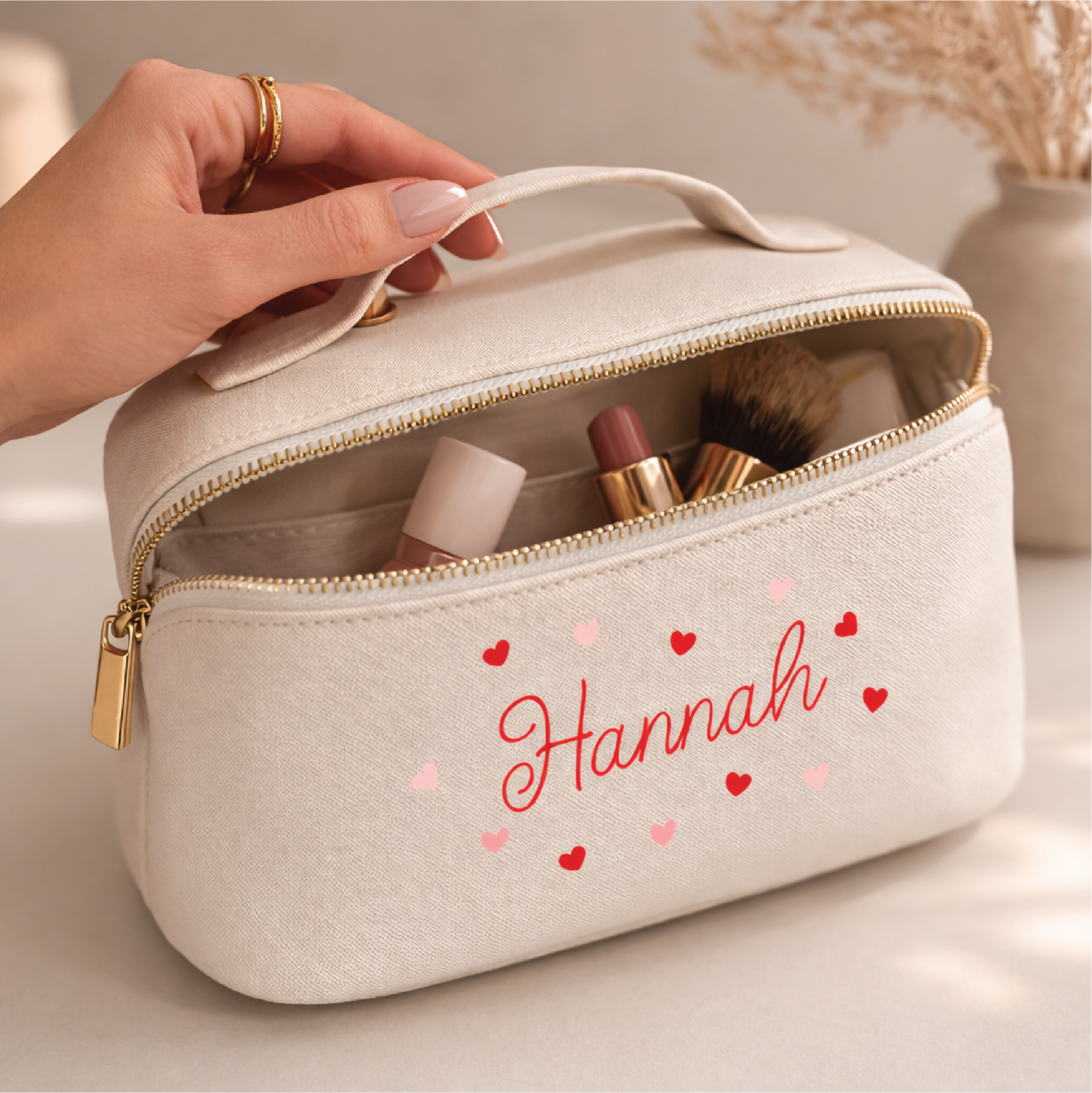Personalised Heart Open Flat Washbag