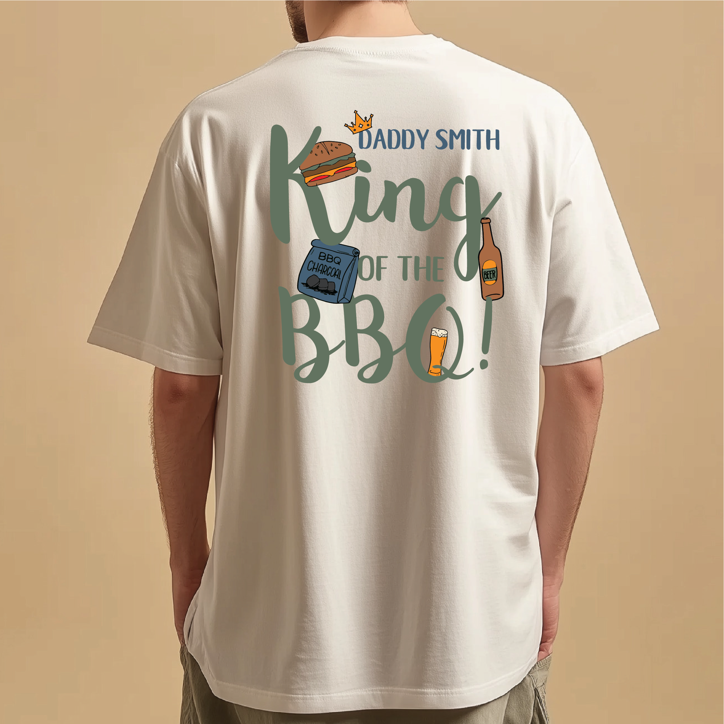 Personalised King Of The BBQ Graphic T Shirt