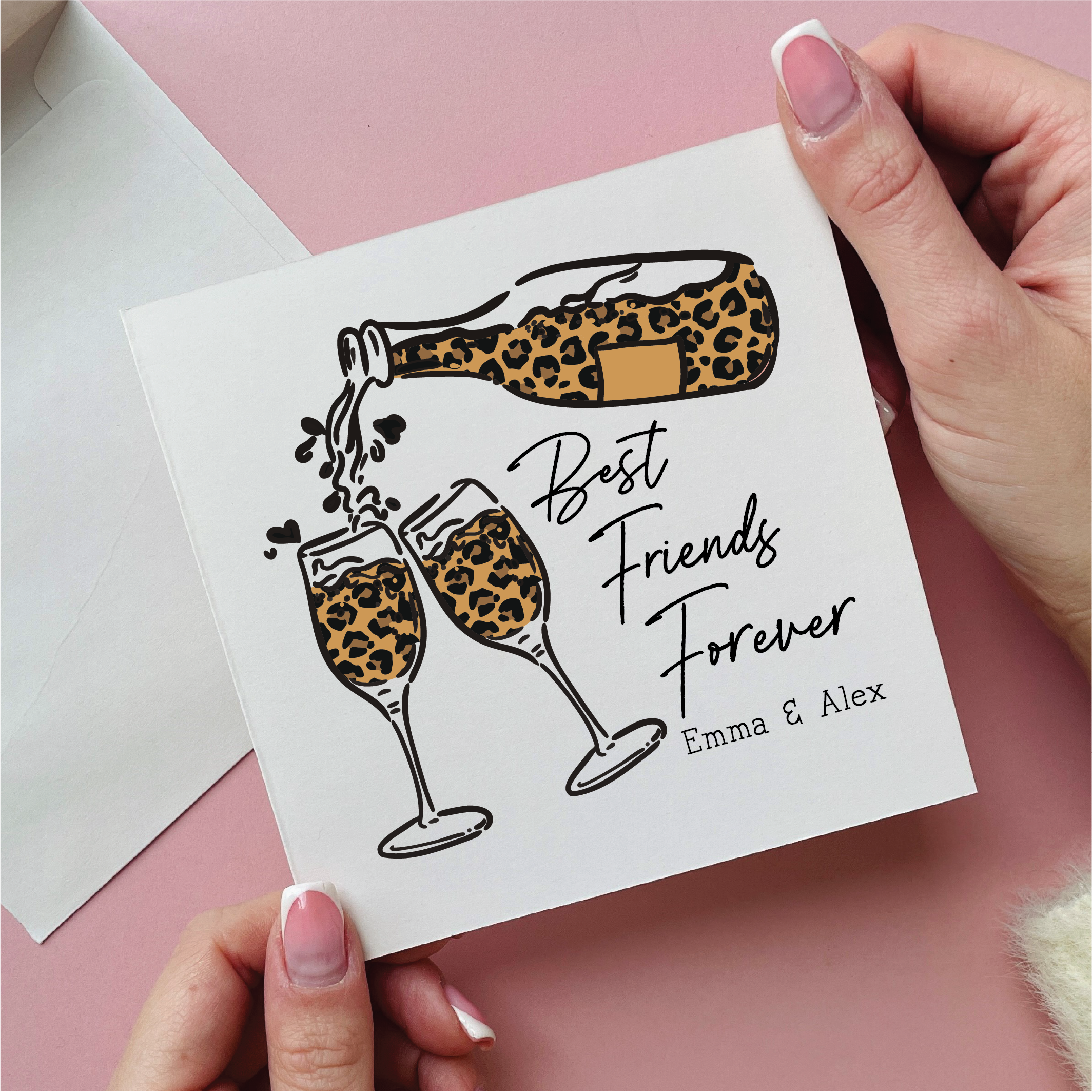 Leopard Wine Best Friends Forever Card