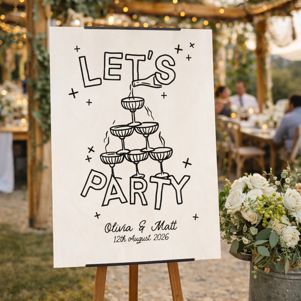 Personalised Champagne Tower Party Welcome Sign