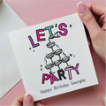 Let's Party Personalised Birthday Card With Champagne Tower