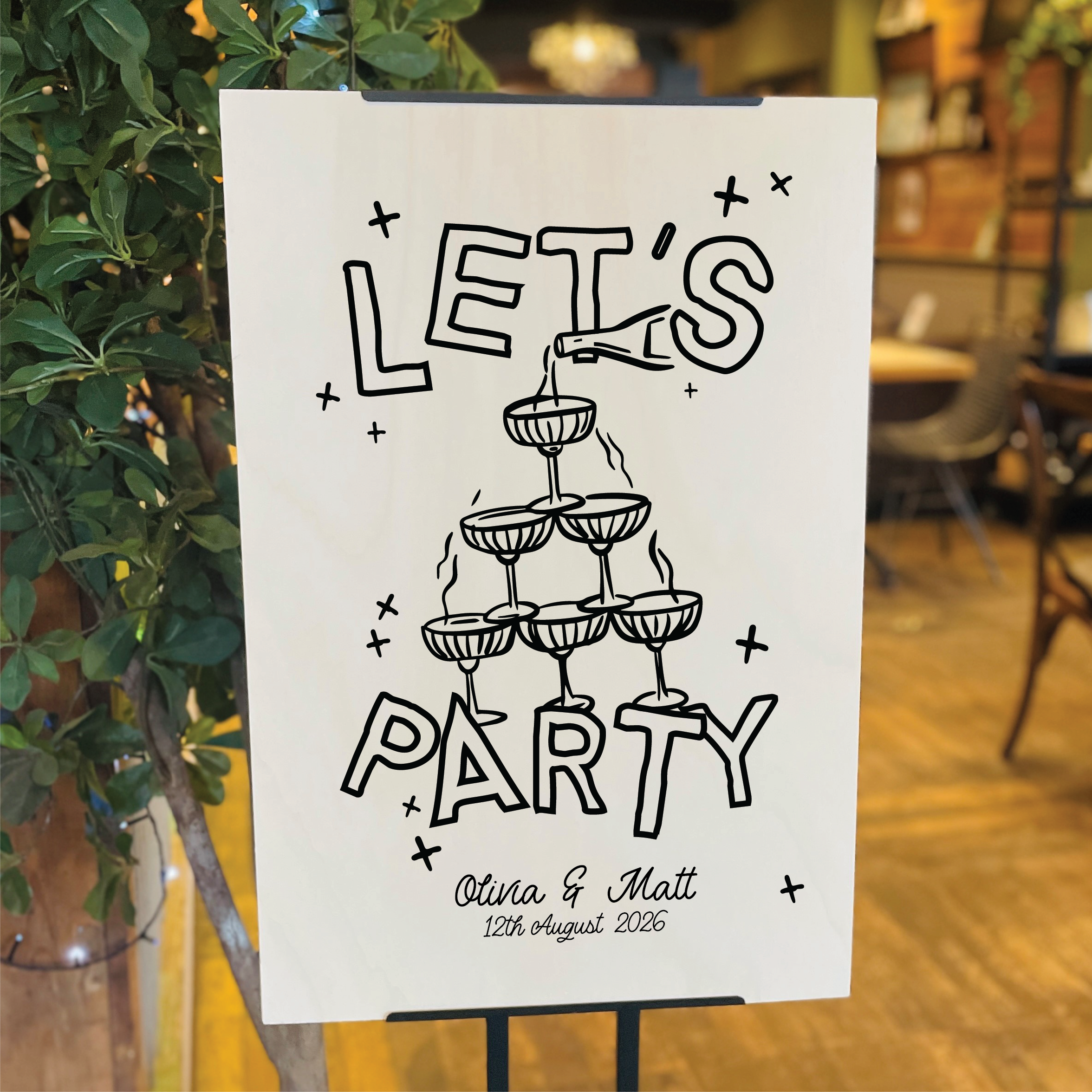 Personalised Champagne Tower Party Welcome Sign
