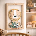 Personalised Wooden Lion Frame For Baby Nursery