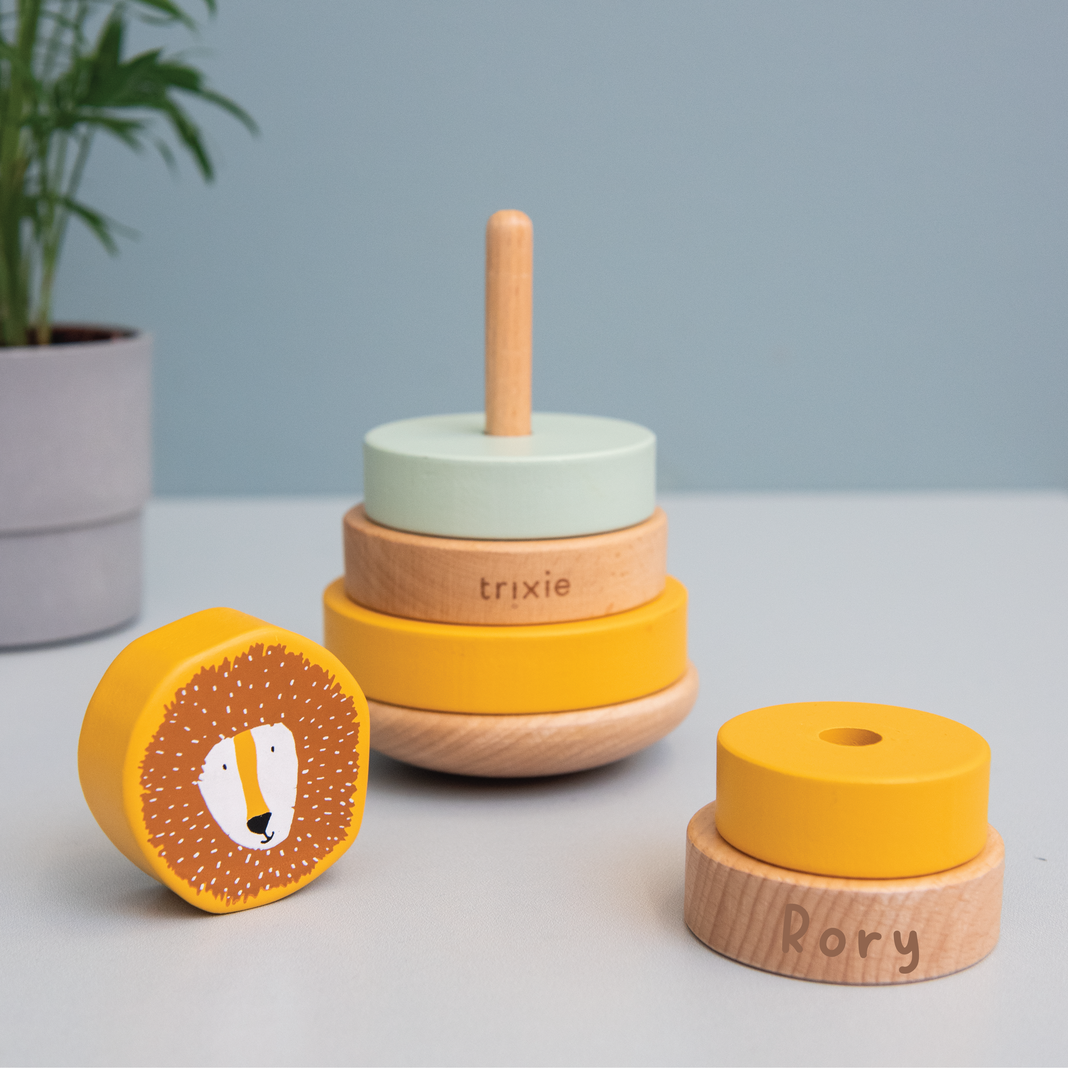 Personalised Wooden Lion Stacking Toy