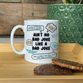 A mug covered in classic dad jokes.