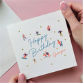 Mountain People Skiing Birthday Card