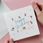 Mountain People Skiing Birthday Card