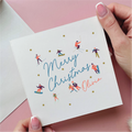 Mountain People Skiing Christmas Card