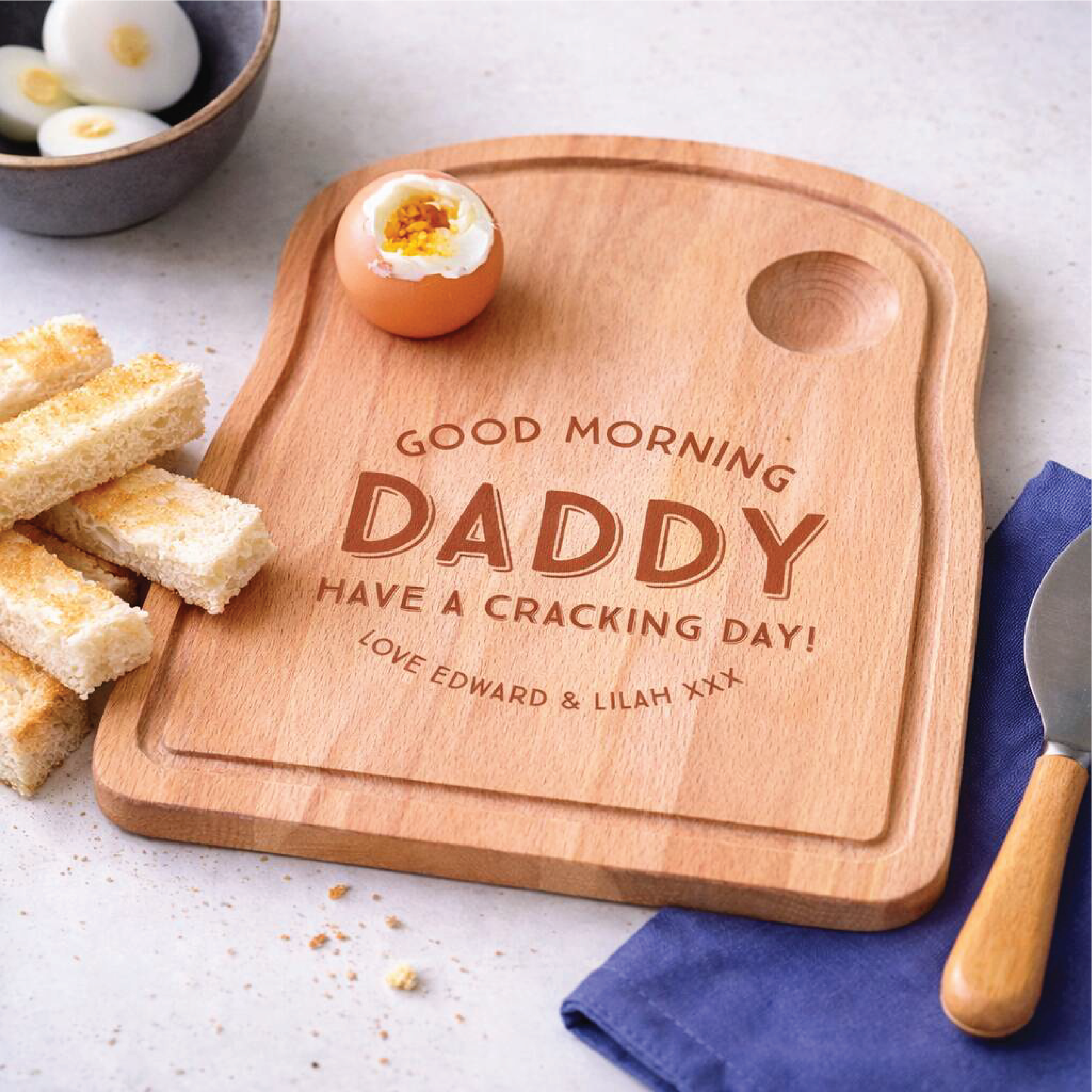 Personalised Good Morning Easter Egg And Toast Board
