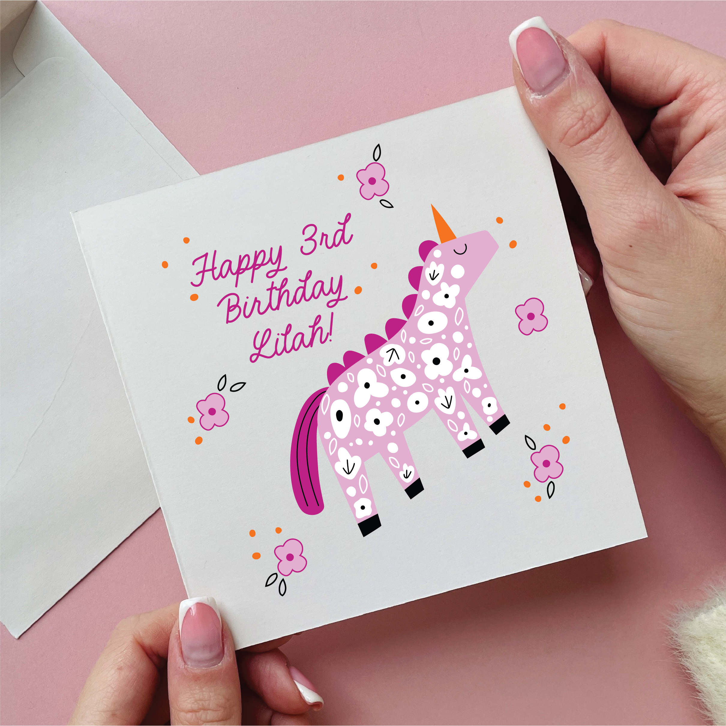 Personalised Unicorn Birthday Age Card