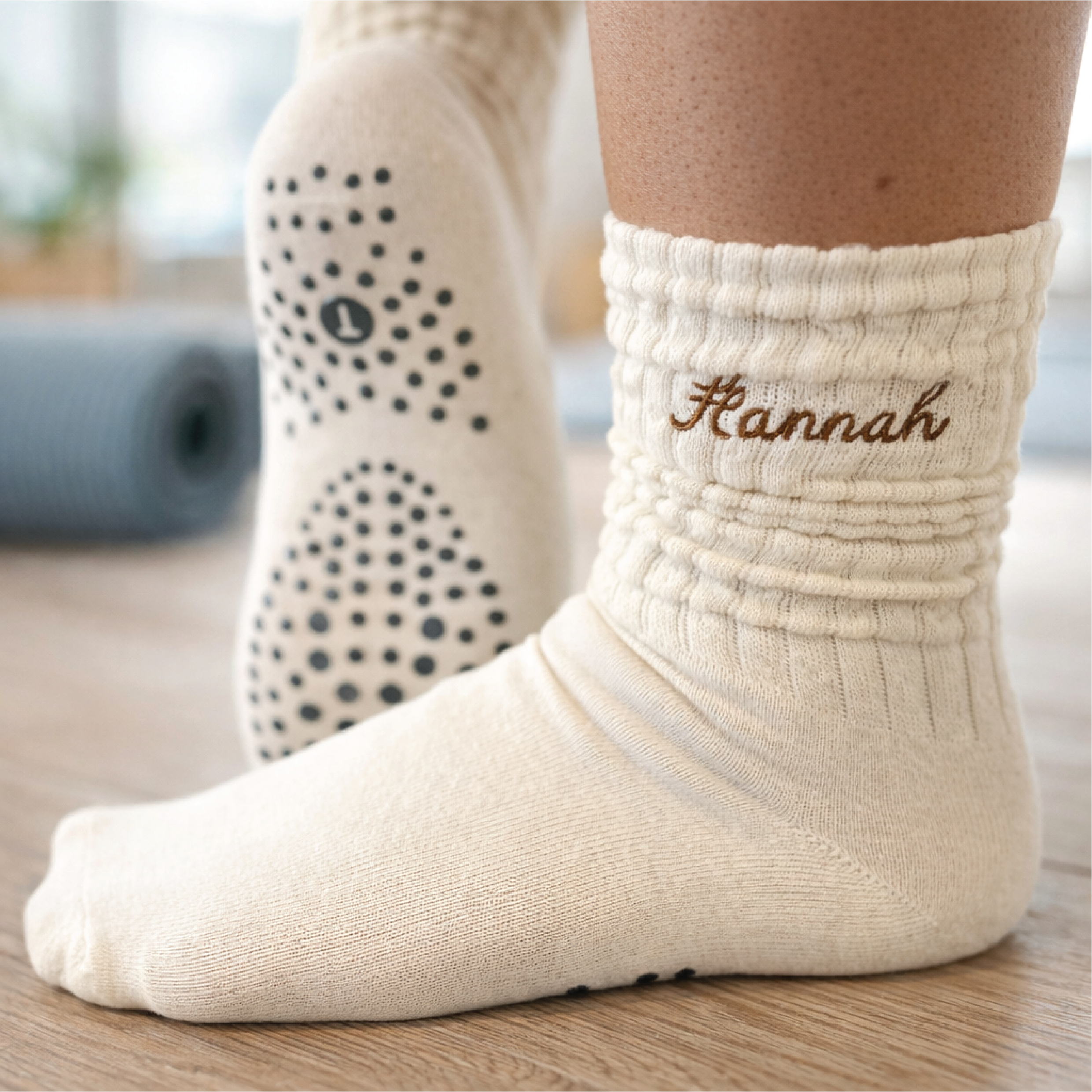 Personalised Pilates Socks With Script Name