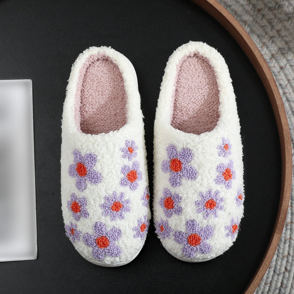 Purple And Orange Flower Slippers