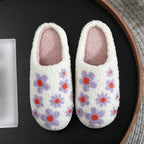 Purple And Orange Flower Slippers