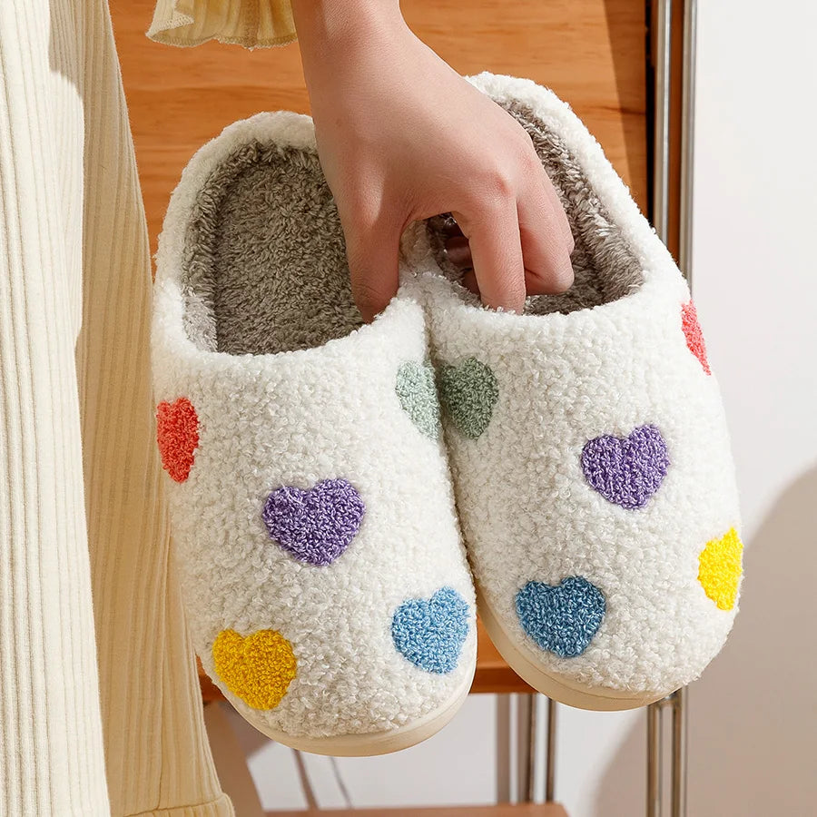 Multi Coloured Heart Slippers
