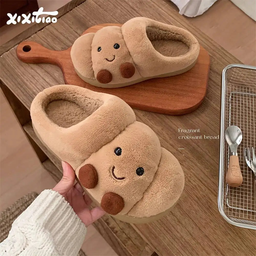 Super Cute Croissant Face Slippers