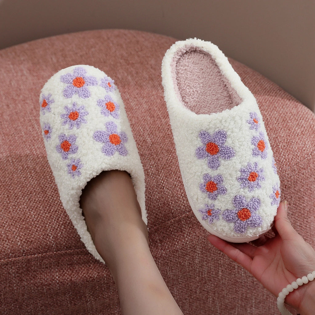 Purple And Orange Flower Slippers