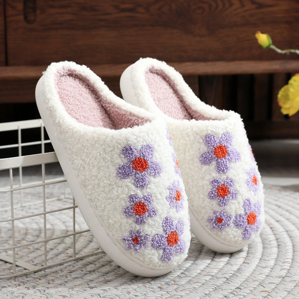 Purple And Orange Flower Slippers