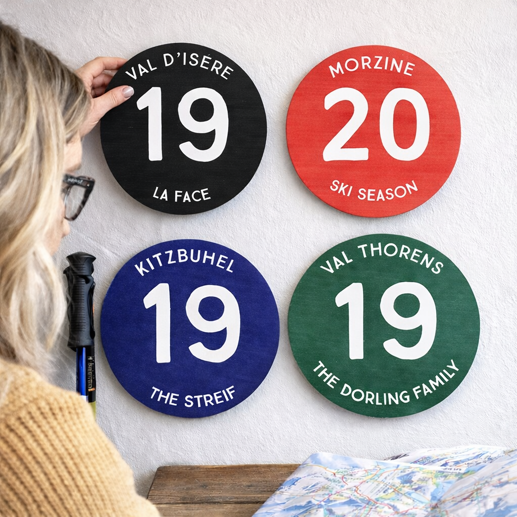 Personalised Ski Piste Sign: Custom Ski Resort Wood Decor