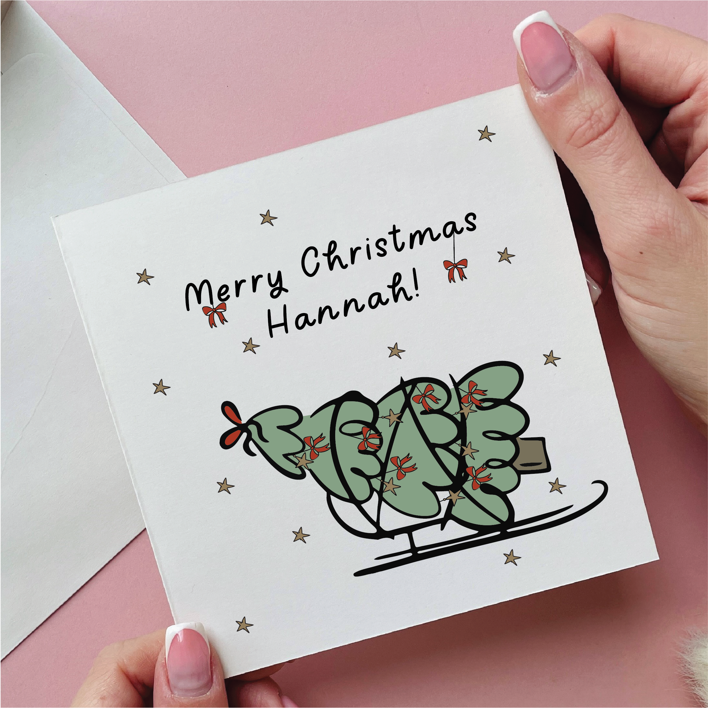Christmas Tree Sleigh Christmas Card