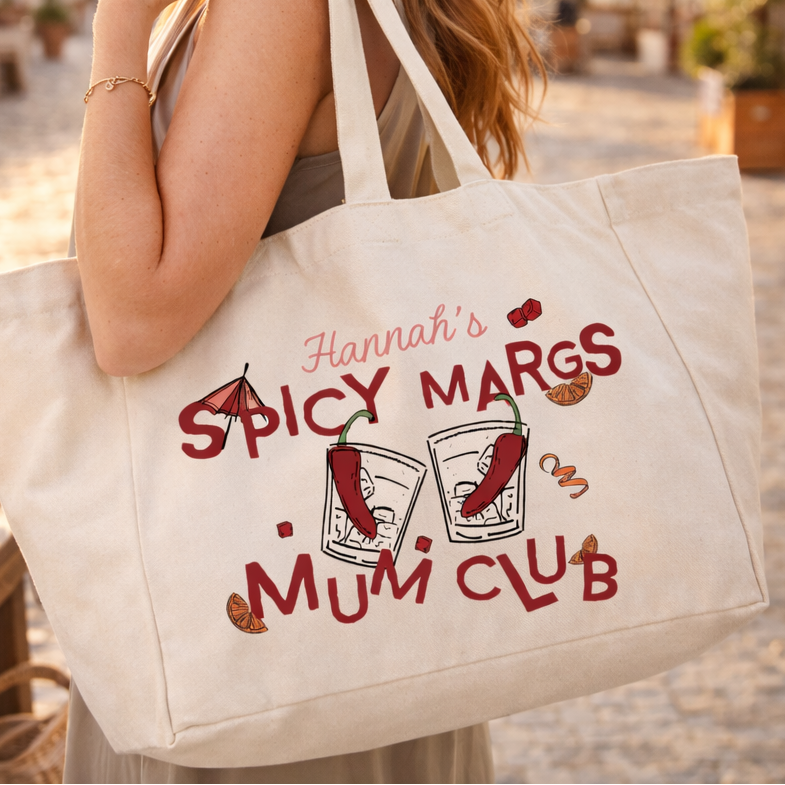 Personalised Spicy Margs Mum Club Oversized Tote Bag