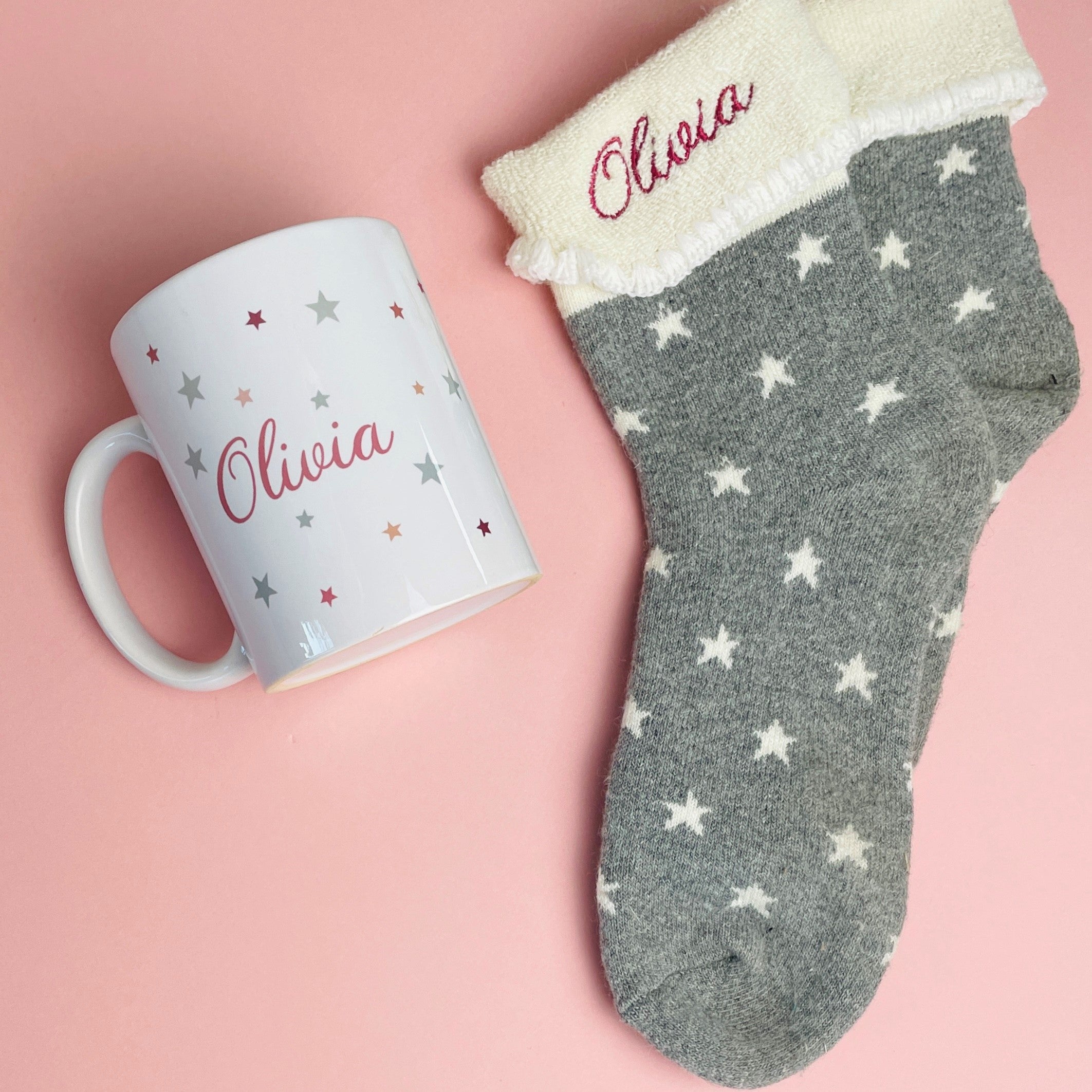 Matching Personalised Star Mug And Star Cosy Socks