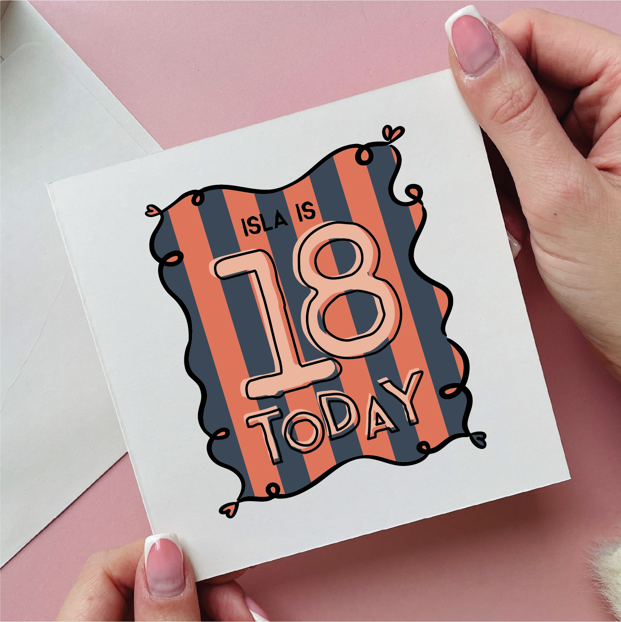 Stripe 18th Birthday Card