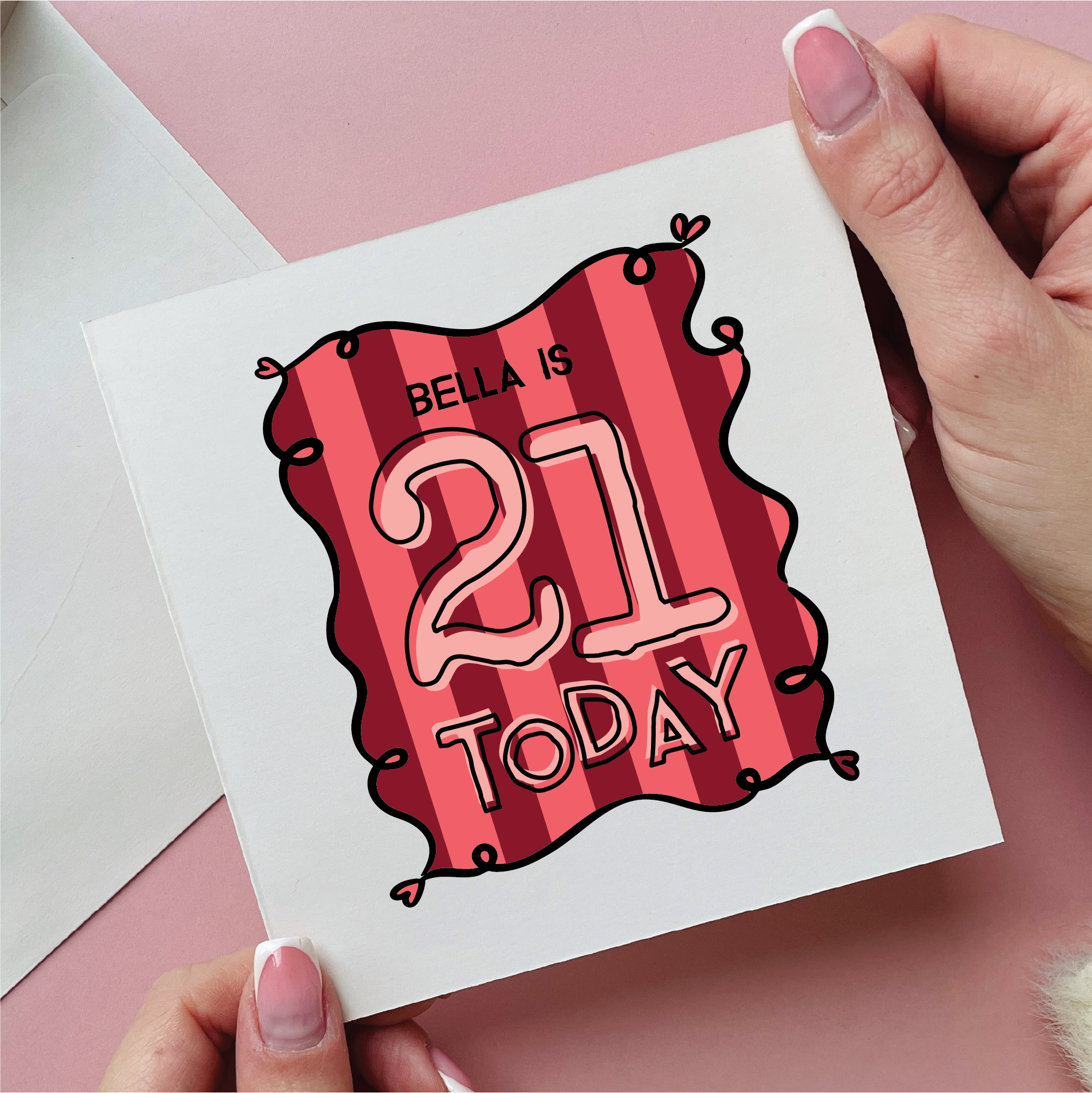 Stripe 21st Birthday Card