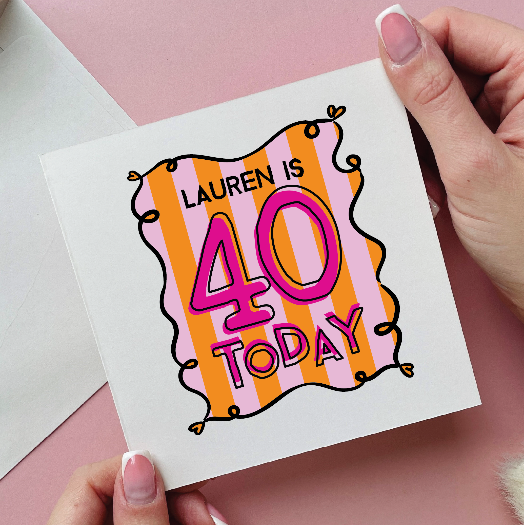 Stripe 40th Birthday Card
