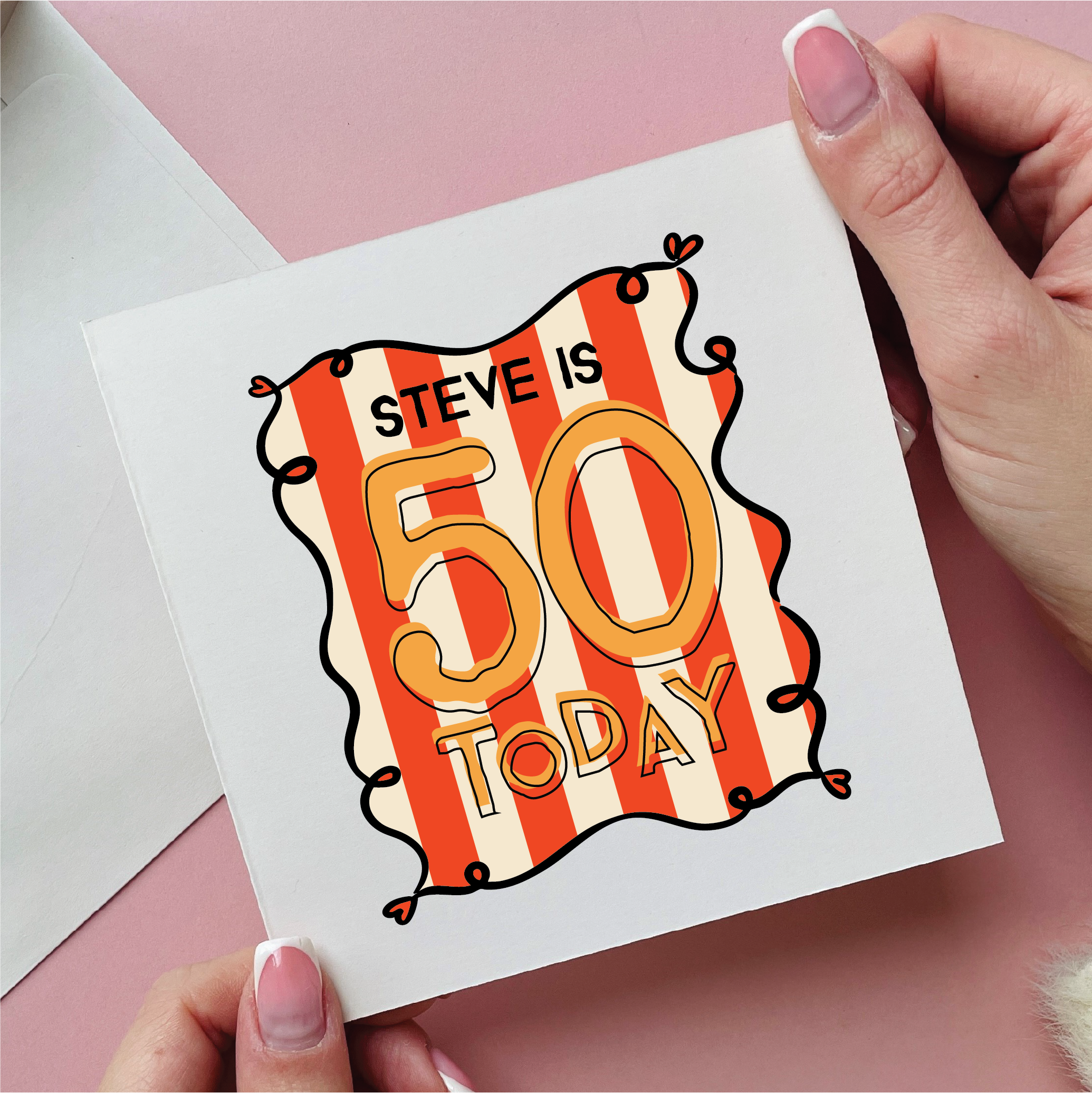 Stripe 50th Birthday Card