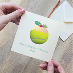 Tennis Christmas Pudding Christmas Card
