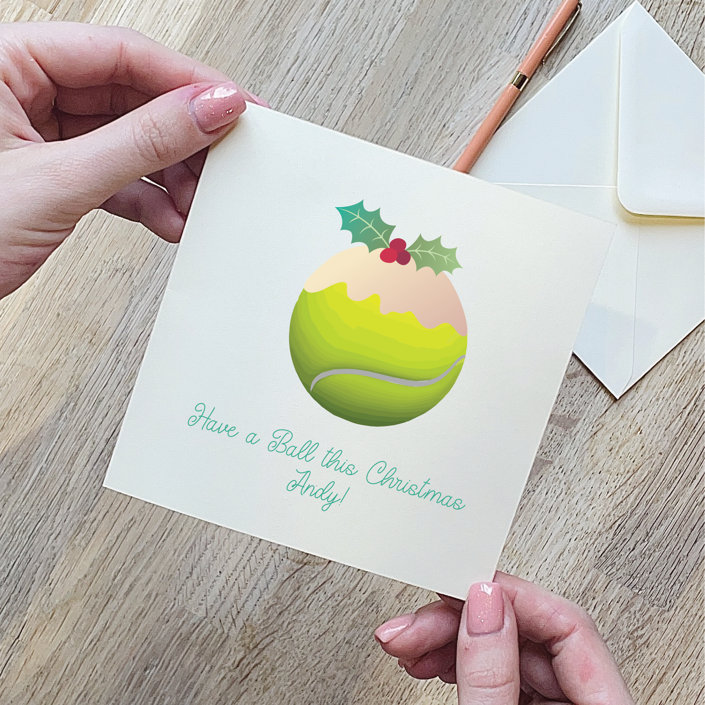 Tennis Christmas Pudding Christmas Card