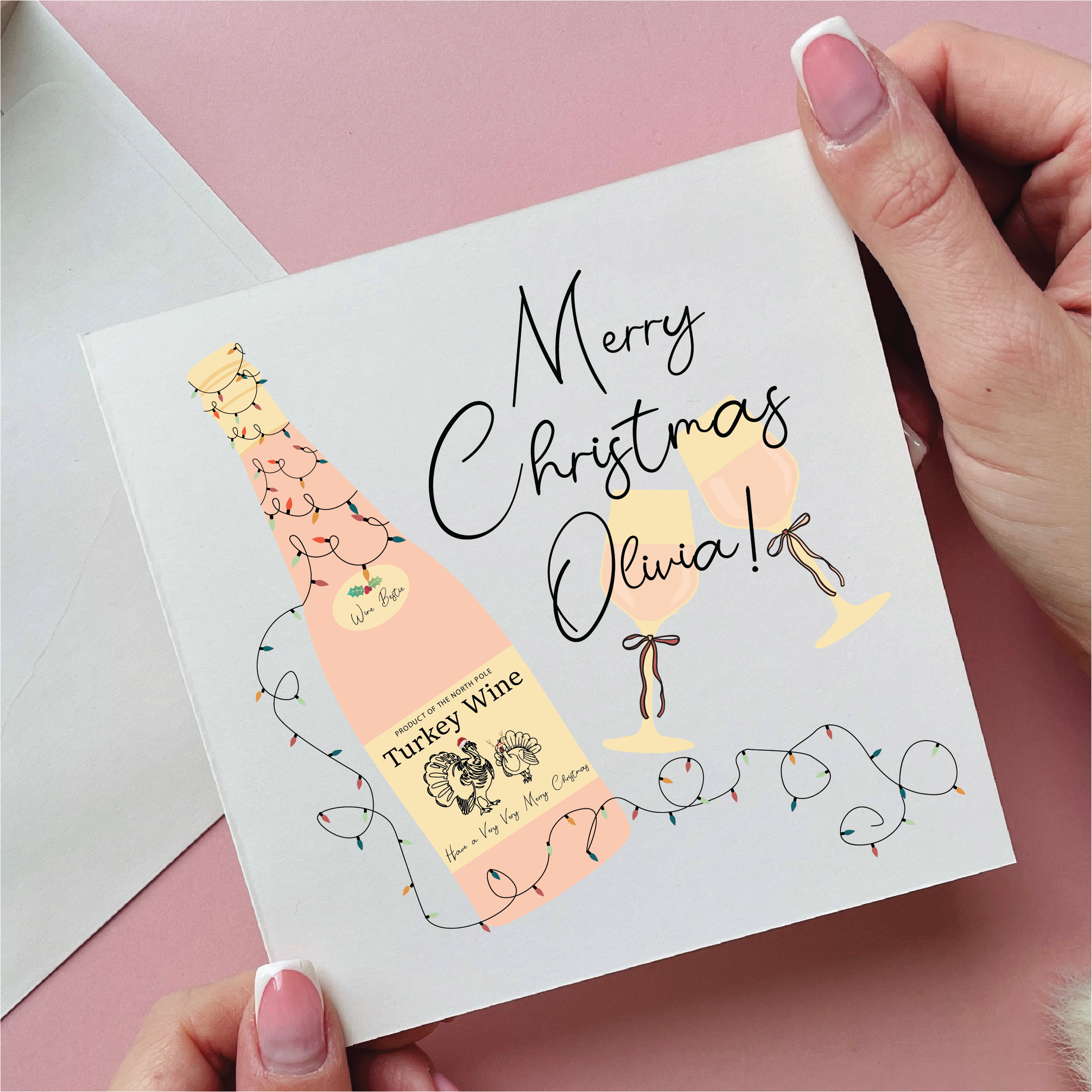 Turkey Wine Christmas Card