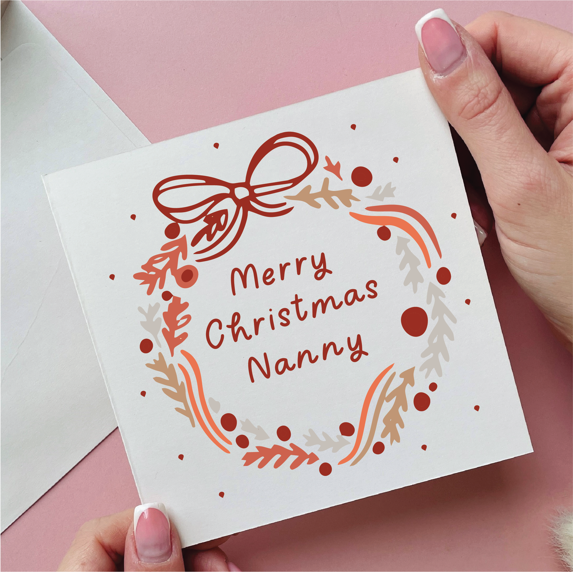 Wreath Merry Christmas Nanny Christmas Card