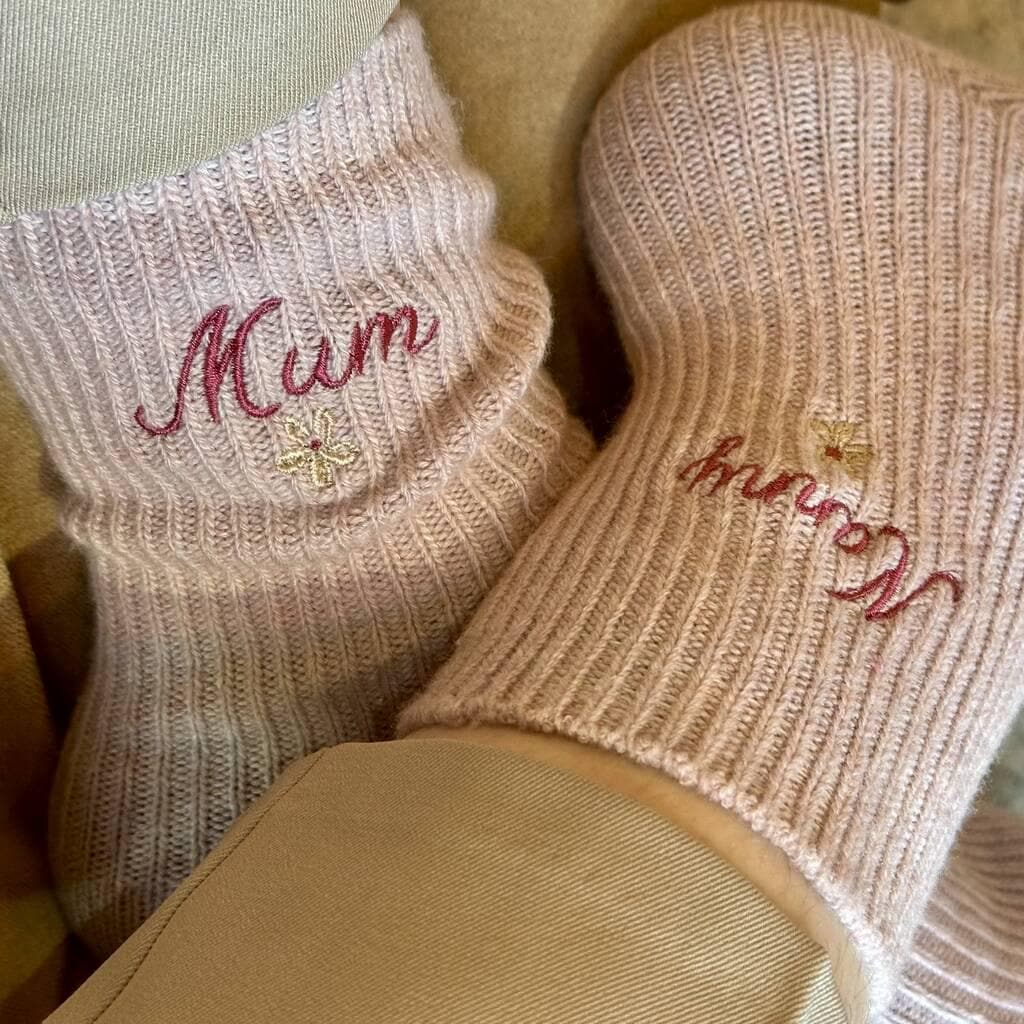 Personalised Cashmere Socks With Flower