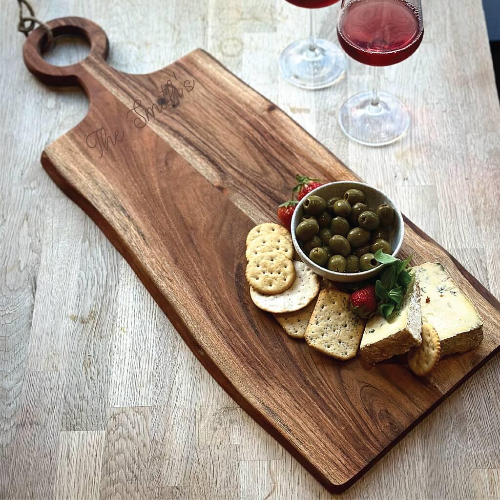 Personalised Extra Long Acacia Board With Circle Handle