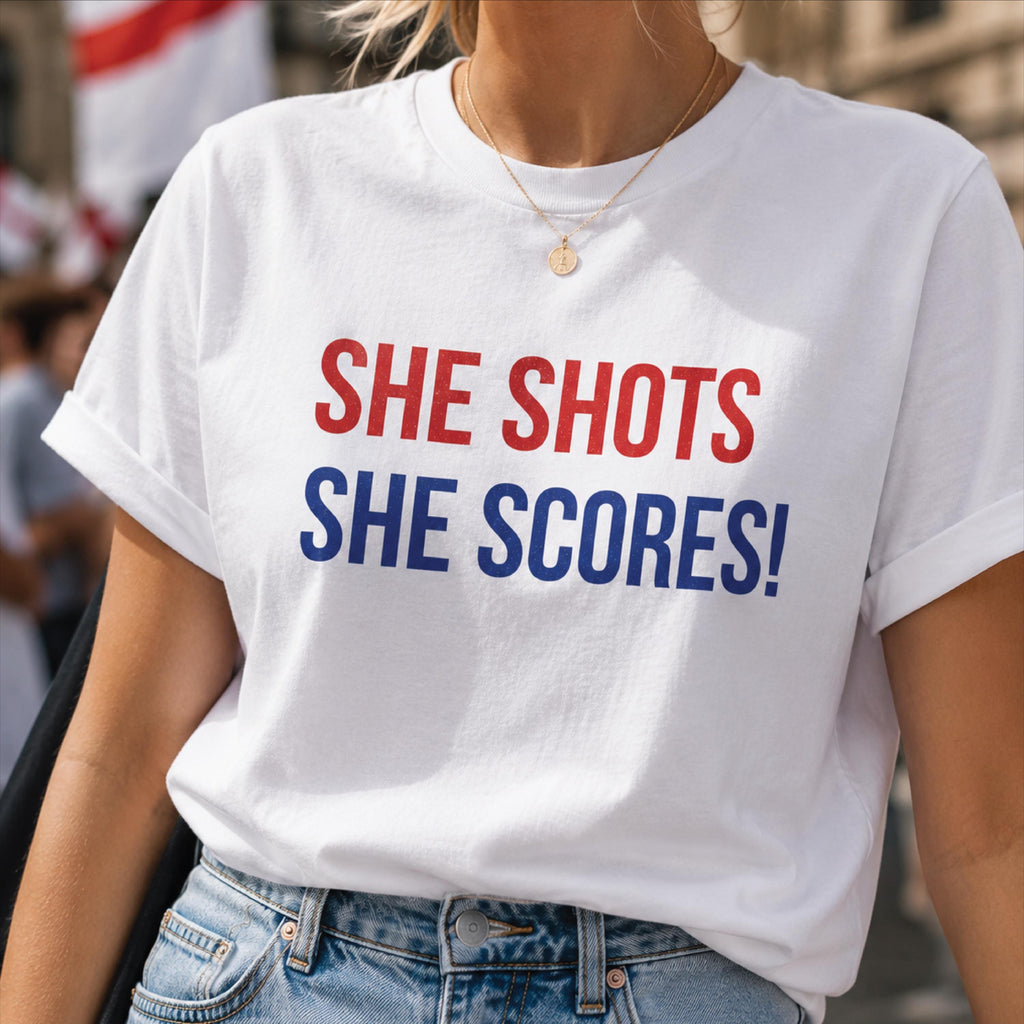 She Shots She Scores England Football T Shirt