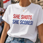 She Shots She Scores England Football T Shirt