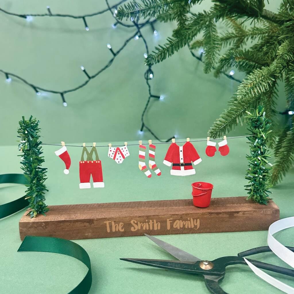 Personalised Santa's Washing Line Wooden Block